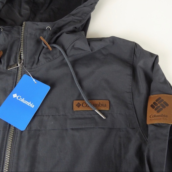 Columbia Full Zip Cotton Nylon Blend Hooded Windbreaker Performance Jacket NWT - Picture 5 of 8